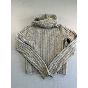 Abercrombie & Fitch Turtleneck Sweater Women Medium Gray Ribbed Lambswool Blend